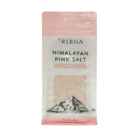RIEGA Himalayan Pink Salt - Fine, 1 lb. (453 g) - Pure, Iodine-Free, No Additives