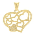 thumbnail image 2 of 10K Yellow Gold Round CZ Women's 0.95" Love Frame Charm Floating Hearts Pendant, 2 of 3