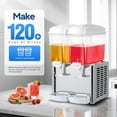 thumbnail image 3 of ROVSUN 9.6 Gal/36L Commercial Beverage Dispenser, 18L X 2 Tanks Cold Drink Commercial Juice Dispenser Stainless Steel with Thermostat Controller for Home Restaurant Bar Party 110V/60HZ, 3 of 16