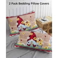 thumbnail image 2 of Red Gnomes Queen Pillow Cases Set of 2 - Microfiber Bed Throw Pillow Covers, Spring Daisy Wildflowers Farmhouse Wooden Plank Decorative Lumbar Pillow Cover with Envelope Closure for Sofa 20"x30", 2 of 6