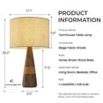 thumbnail image 3 of 28'' Farmhouse Honey Brown Wood Bedside Table Lamp – Classic Drum Shape Nightstand Lamp with Beige Fabric Shade for Bedroom, Living Room, 3 of 10