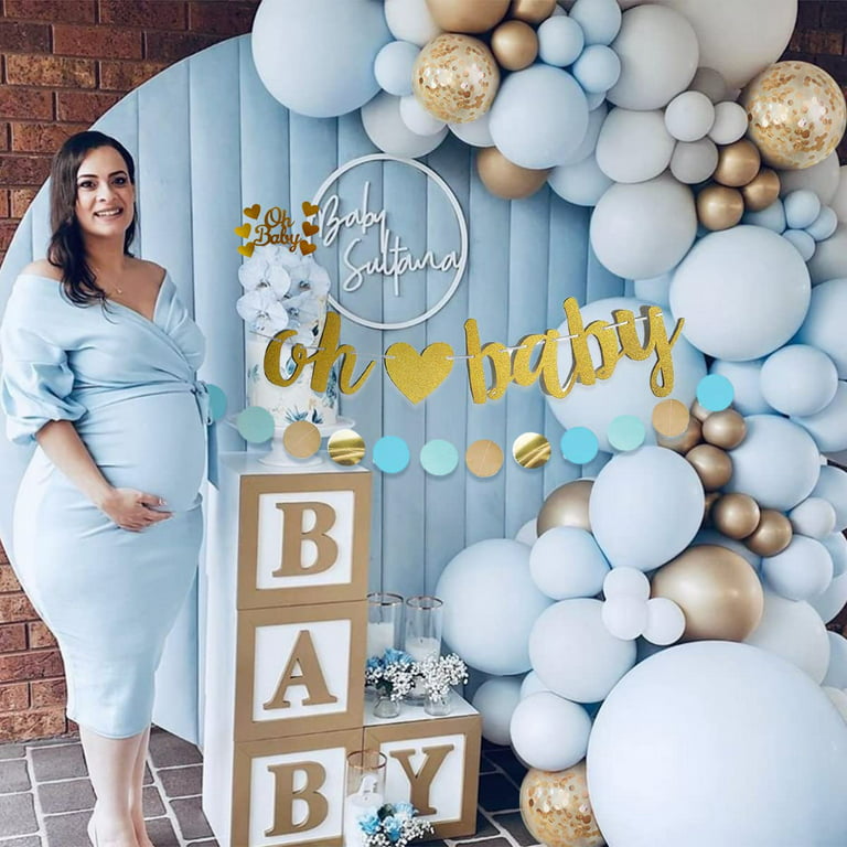AYUQI 1 Year Boy Birthday Balloon Decor First Birthday Party Decorations  for Kids Boy Baby Shower and Gender Reveal Party Supplies Blue Latex  Balloon Garland Arch with Baby Month Photo Banner 