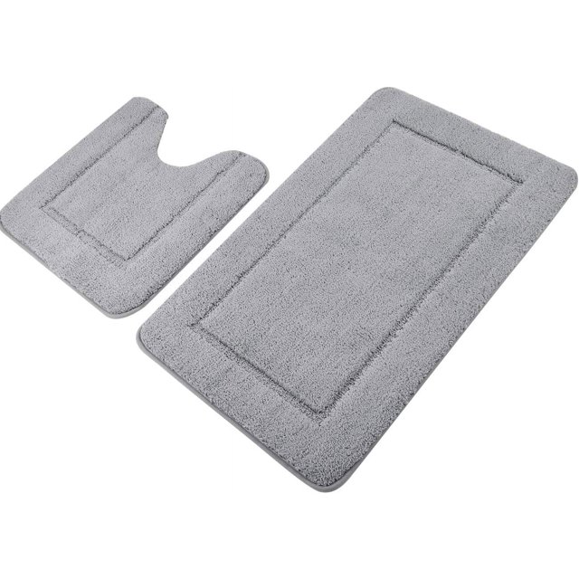 Pauwer Bath Mats Set 2 Piece, Non Slip Bath Rugs, Absorbent Bath Mats for Bathroom, Microfiber Bath Rug Set with U-Shaped Toilet Rug for Bathroom, Tub, Shower