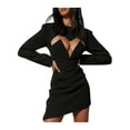 thumbnail image 3 of Vestido de moda de fiesta de club dividido de manga larga con corte asimétrico frontal para mujer XBTCLXEBCO Negro, Chico, 3 of 6