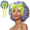 thumbnail image 1 of Gorro satinado Vettres para cabello rizado, seda, doble capa, rojo y verde, 1 of 6