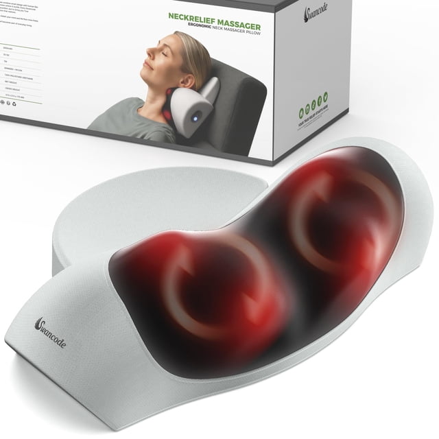 Almohada masajeadora de cuello Swancode 3 en 1 con calor e inalámbrica