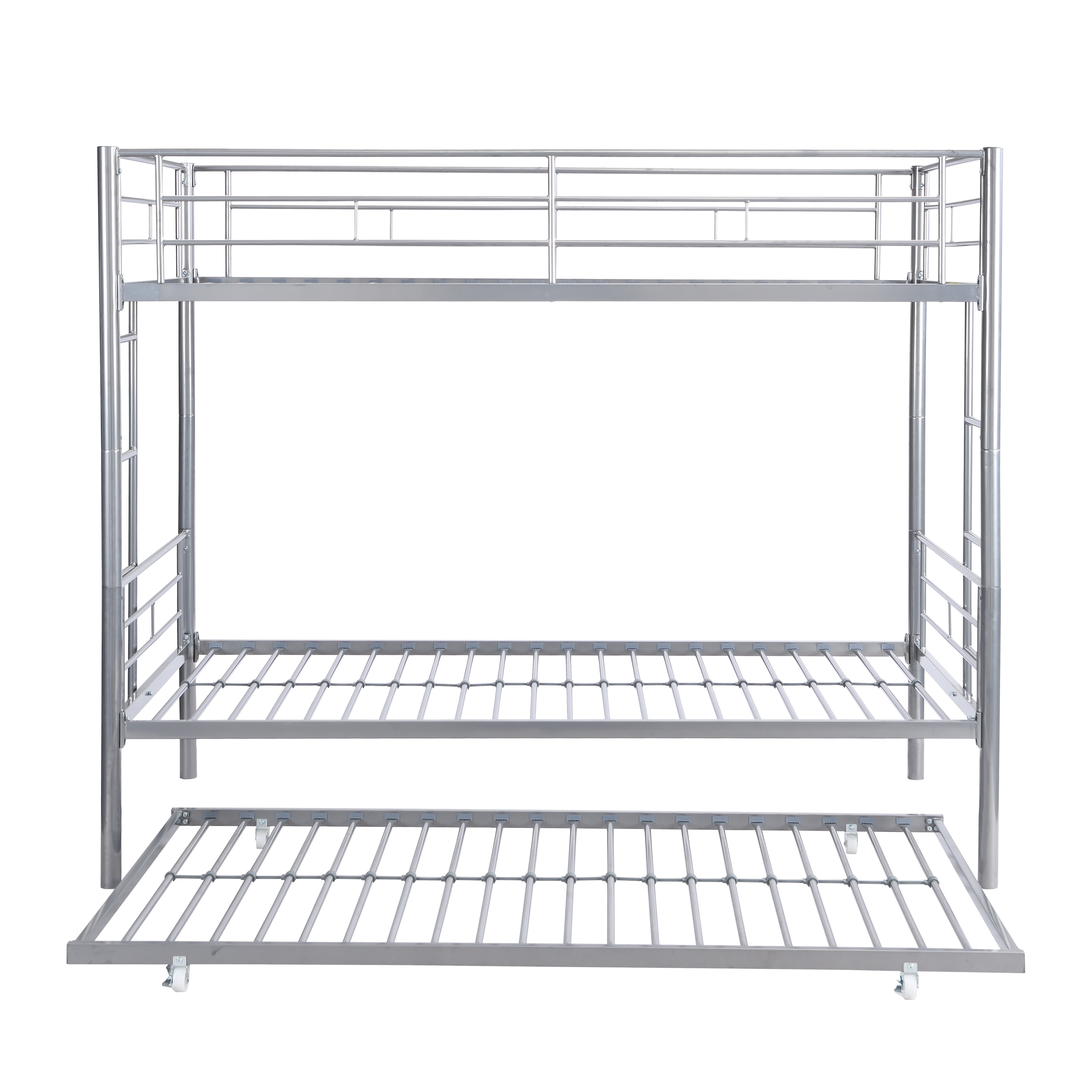 Metal Bunk Bed With Trundle Silver