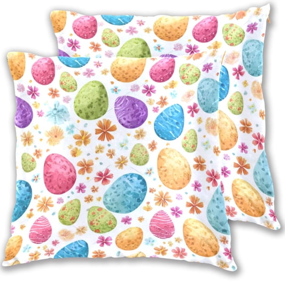 Iauyy Spring Couch Pillowcases 16x16 (Set of 2) Cotton fleece Pillow Covers for Bed Sofa Living Room, Lovely Easter