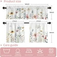 thumbnail image 4 of Yellow Flower Curtain for Kitchen Bathroom Beautiful White Floral Rod Pocket Window Tier Curtains Valance Set 3 Pcs Plant Printed Curtains 54 x 18 inches + 27.5 x 36 inches *2, 4 of 6