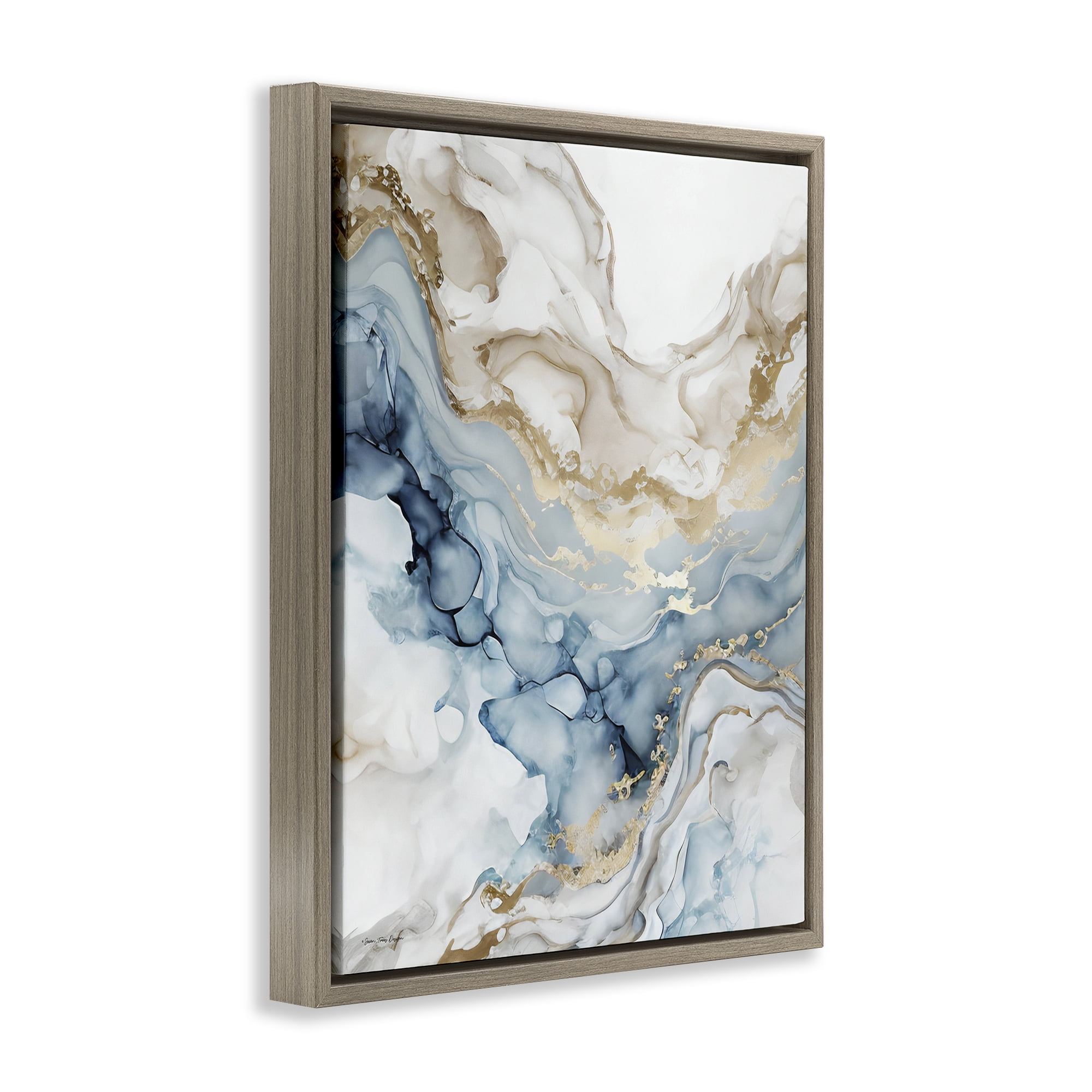 Stupell Industries Chic Geode Pattern Abstract Painting Brown Floater Framed Canvas Art Print Wall Art, 17 x 21