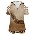 thumbnail image 4 of Shoe High Heels Leopard Print Womens Summer V Neck Zipper Top Short Sleeve T Shirt Off Shoulder Top Casual Classy Loose Shirts, 4 of 7