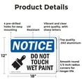thumbnail image 2 of (2 Pack) Do Not Touch Wet Paint OSHA Notice Sign 18 Inch X 12 Inch Indoor / Outdoor Rust-Free Aluminum Metal Signs for Workplace, Workshop, and Construction Site, Made in the USA, 2 of 8