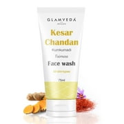 Glamveda Kesar Chandan Kumkumadi Skin Brightening Face Wash | Improves Dull Skin | For Brightening, Nourishing & Clarifying | No Paraben, Silicone | 75Ml