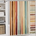 thumbnail image 5 of 4Pcs Shower Curtain Set with Rugs Bath Mat U-Shaped Floor Mat Toilet Lid Oval Rug Multicolored Line Of Stripes Waterproof Shower Curtain Multicolor Stripes for Bathroom Decor Set, 5 of 8