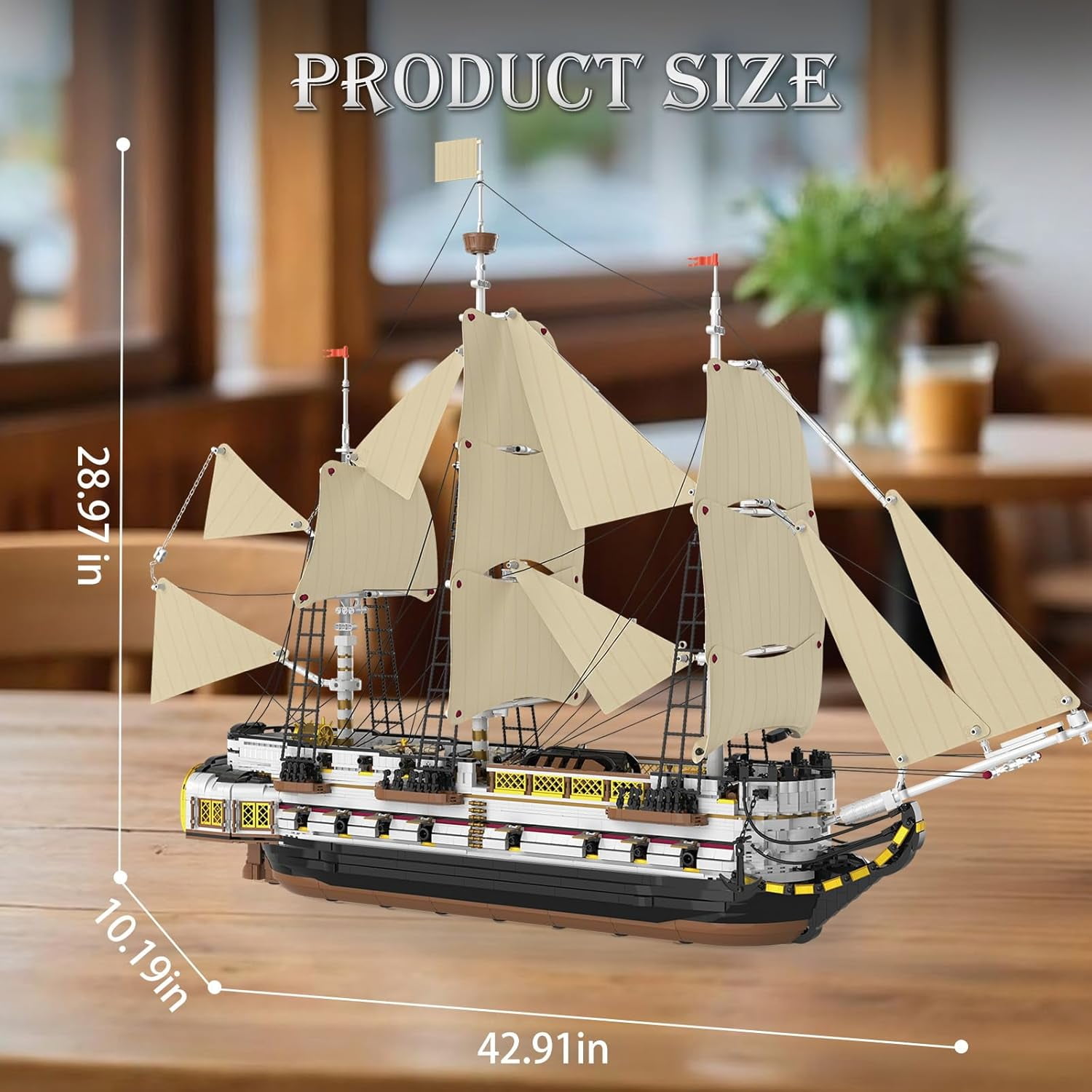 Large Sailing Ship Model Building Blocks Kit, Sailing Boat Model Construction Set, Pirate Ship & Historical Collectible Toy, Home Decor Birthday Gifts for Adult Collectors Enthusiasts 3555PCS