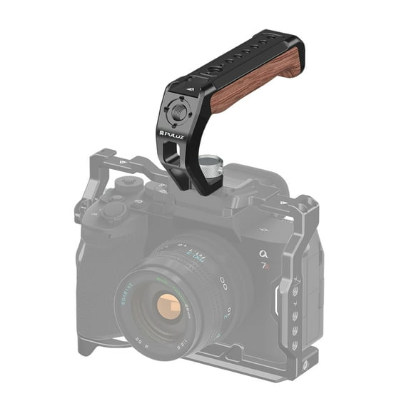 PULUZ Arri Metal Wooden Top Handle with Cold Shoe Mount for Mirrorless Camera Cage Stabilizer