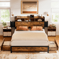 thumbnail image 1 of Cama Matrimonial FABATO con cabecera y almacenamiento luces LED, 1 of 5