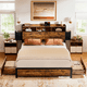 thumbnail image 1 of Cama Matrimonial FABATO con cabecera y almacenamiento luces LED, 1 of 5
