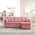 thumbnail image 2 of Modular Sectional Sofa Set, L-Shaped Sectional Sofa Couch with Reversible Chaise, 4 Seater Sofa with Pull Out Bed and Storage Seat for Living Room Small Space, Pink, 2 of 7