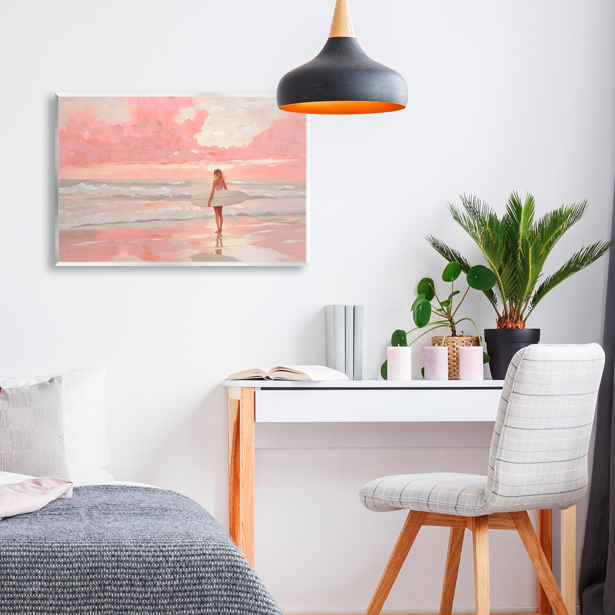 Pink Sky Surfer Wall Plaque Art, design by LSR Design Studio