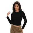 thumbnail image 6 of Womens Long Sleeve Shirts Basic Crop Tops Going Out Fall Fashion Underscrubs Layer Slim Fit Tops, 6 of 6