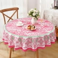thumbnail image 2 of Pink Table Cloth Round Table 60 Inch, Spring Summer Round Tablecloth, Outdoor Tablecloth for Parties, Waterproof Fabric Polyester Round Tablecloths, 2 of 6