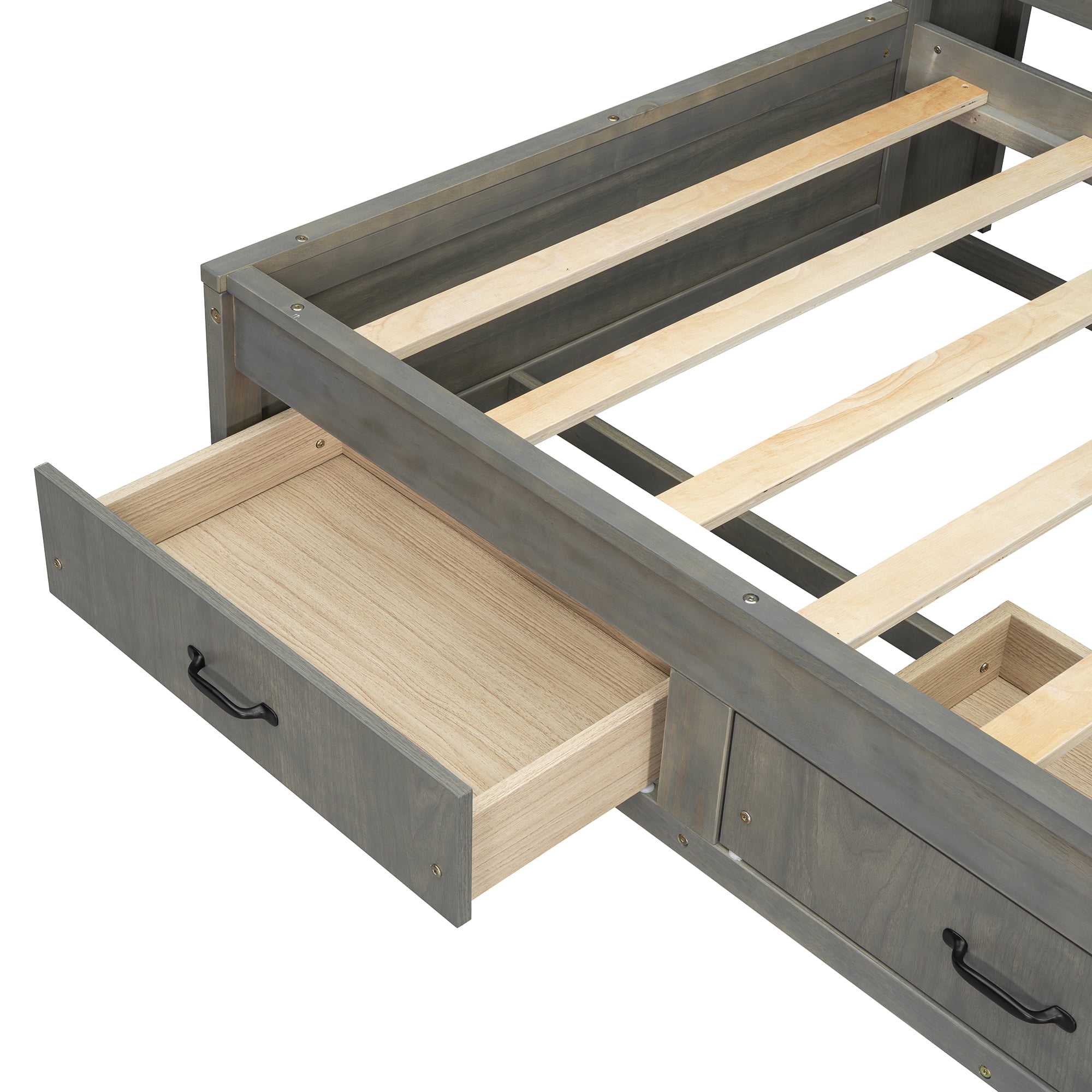 Sailvan Twin Size Wooden Daybed with 3 Storage Drawers, Upper Soft Board, Shelf, Set of Sockets