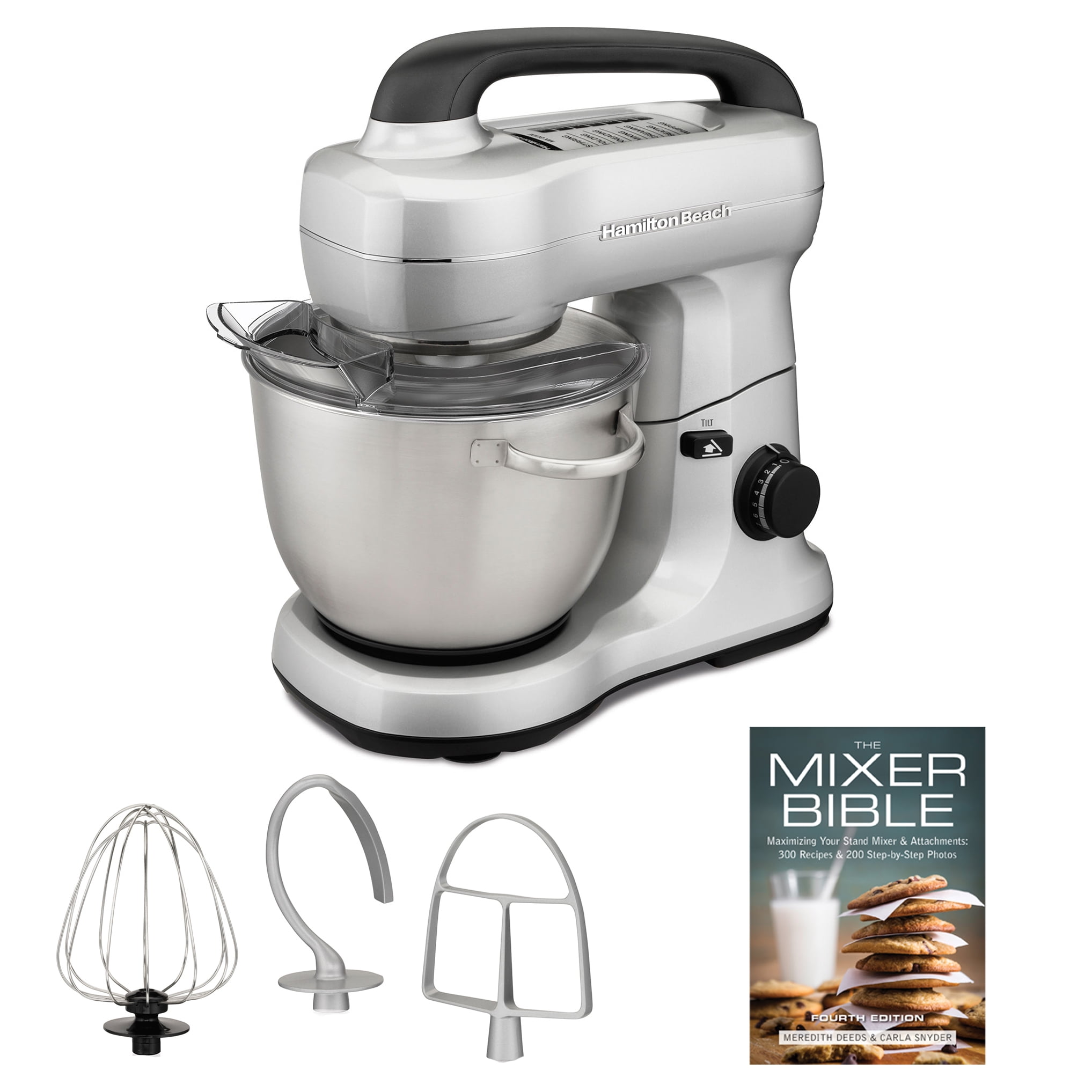 Hamilton Beach 4 Quart 300W 7 Speed Countertop Stand Mixer & 300 Recipe