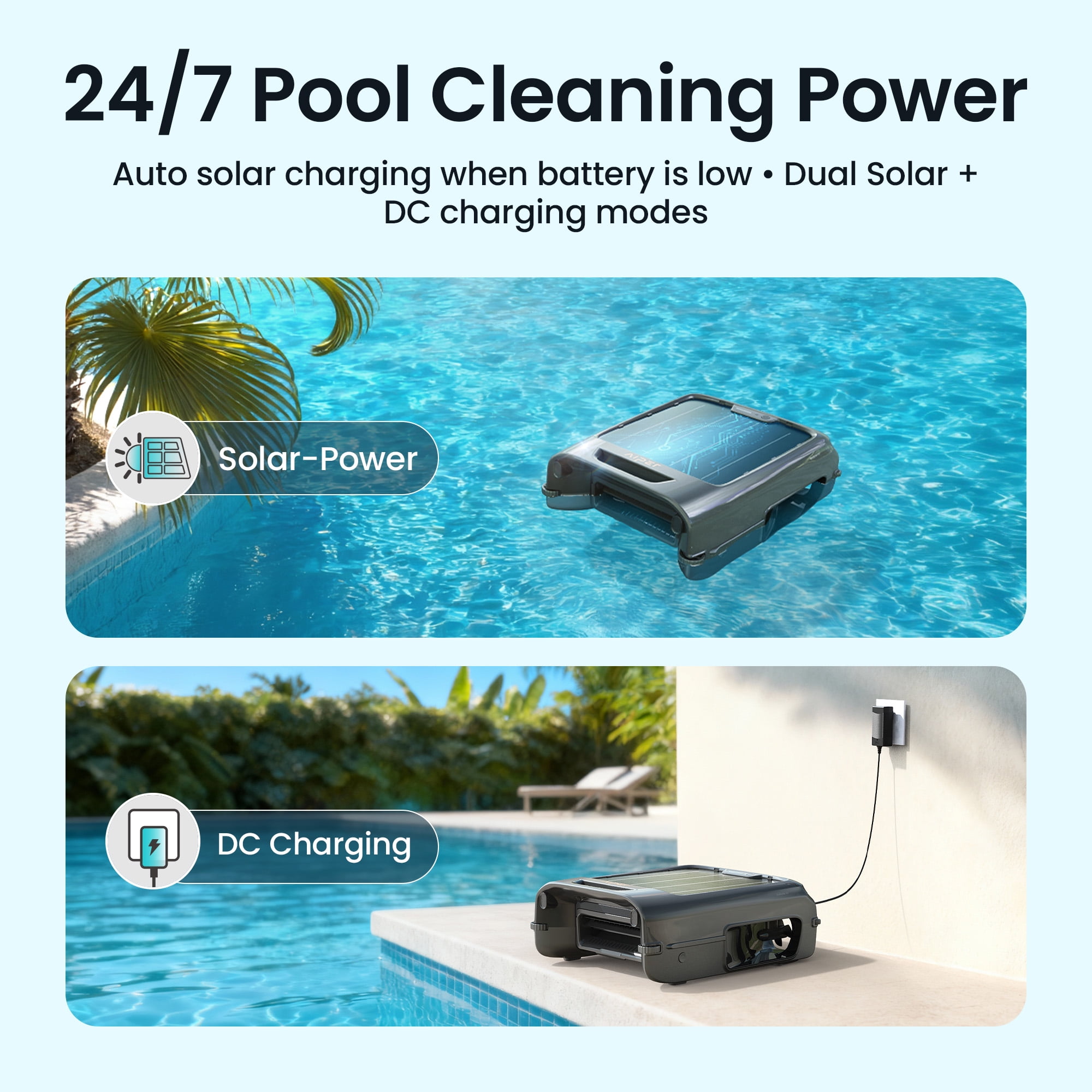 Aiper EcoSurfer W2 Cordless Robotic Pool Skimmer for Pool Surface Cleaning