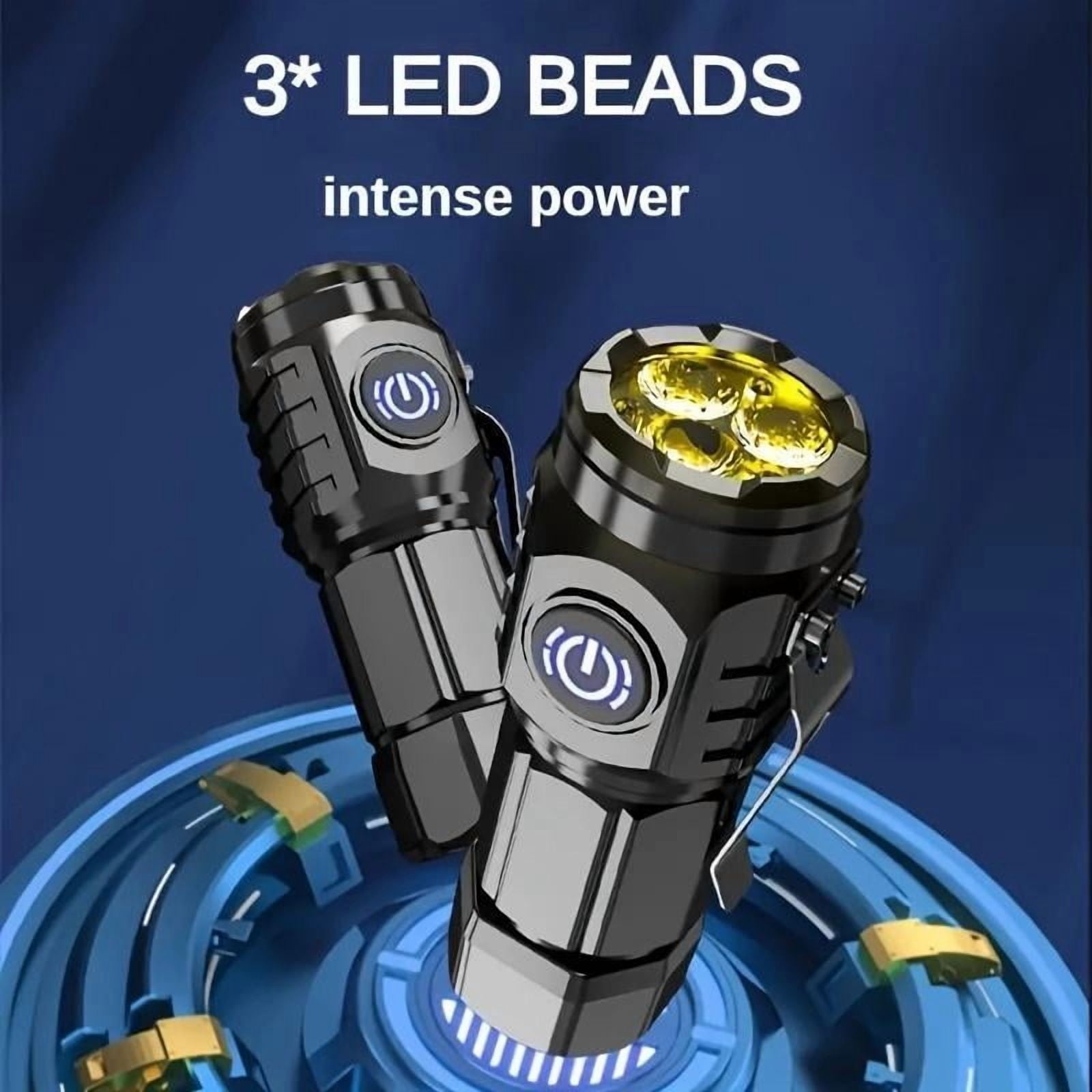 YIYUN 2-Pack Mini Rechargeable LED Flashlights with Frog-Eye Lens – 3 LEDs, 5 Light Modes, High-Strength ABS – Portable for Travel, Emergencies & Outdoor Activities.