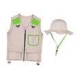 thumbnail image 2 of Chaleco explorador para niños, disfraz de camping, accesorio educativo para fotos, chaleco cargo para niños, sombrero para senderismo, niños y niñas, Verde, 2 of 8
