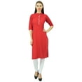 thumbnail image 5 of Phagun Cotton Plain Kurti Designer Tunic Mandarin Collar Ethnic Casual Kurta Blouse, 5 of 7