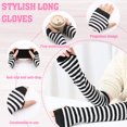 thumbnail image 2 of CHUANK 4 Paires de Chauffe-Bras Rayés Longs Sans Doigts pour Femmes Accessoires Automne Hiver, 2 of 7