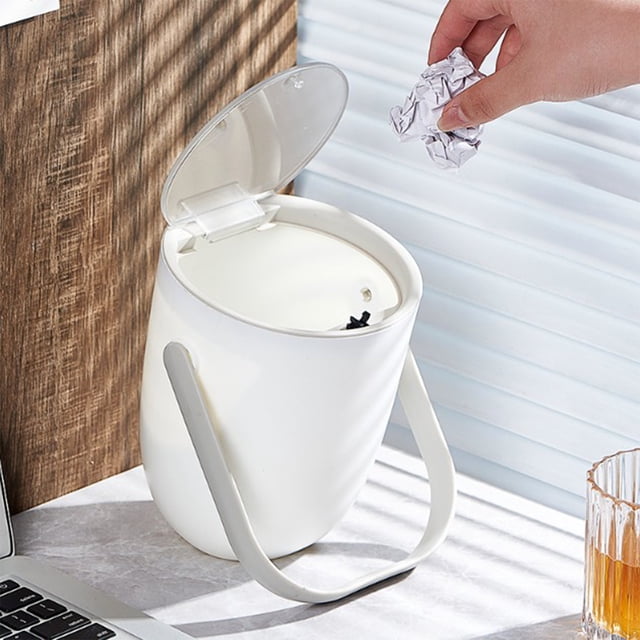 Mini Open Lid Trash Can Desktop Plastic Wastebasket Small Round Wastebasket Wall-mounted Trash Can Bathroom Kitchen Office Deals Of The Day Clearance