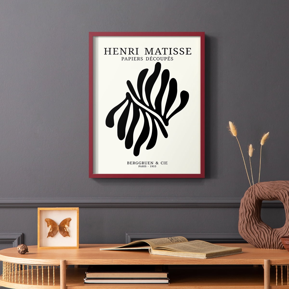 Matisse CDIX in Red Solid Wood Framed Print No Nail Hanging