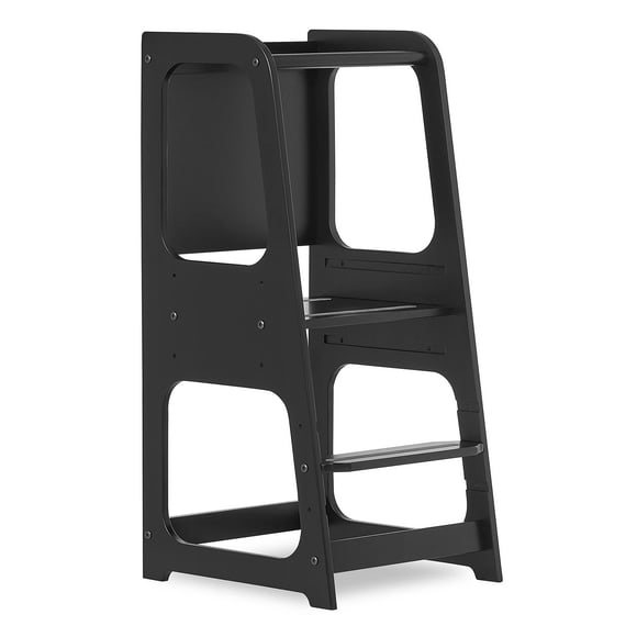 Dream On Me Explora Tower & Step Stool in Black, Anti-Slip Base, Multipurpose Kids Step Stool, 3 Platform Heights, Chalkable Black Board
