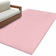 thumbnail image 2 of Light Pink 2.7x5 Area Rugs, Farmhouse Solid Pink Color Modern Art Non-Skid Rubber Backing Large Rectangle Rugs - Living Room Bedroom Home Office, Indoor Floor Mat Carpets Washable Rug, 2 of 9