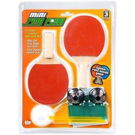 Mini Ping Pong Set - Table Tennis - 2 Paddles, Ping Pong Ball and Net - Individually Carded Toy for Ages 8  