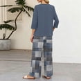 thumbnail image 6 of Women’s Casual Printed Two Piece Set Button Front 3/4 Sleeve Top And Wide Leg Long Pants Outfit Gray L, 6 of 6