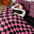 thumbnail image 4 of Castle Fairy Geometric Plaid 7-Piece Twin Bedding Sets,Abstract Buffalo Bedding Comforter Set,Black Pink Breathable Sheet Sets,Super Cozy Grid Room Decor,Reversible, 4 of 8