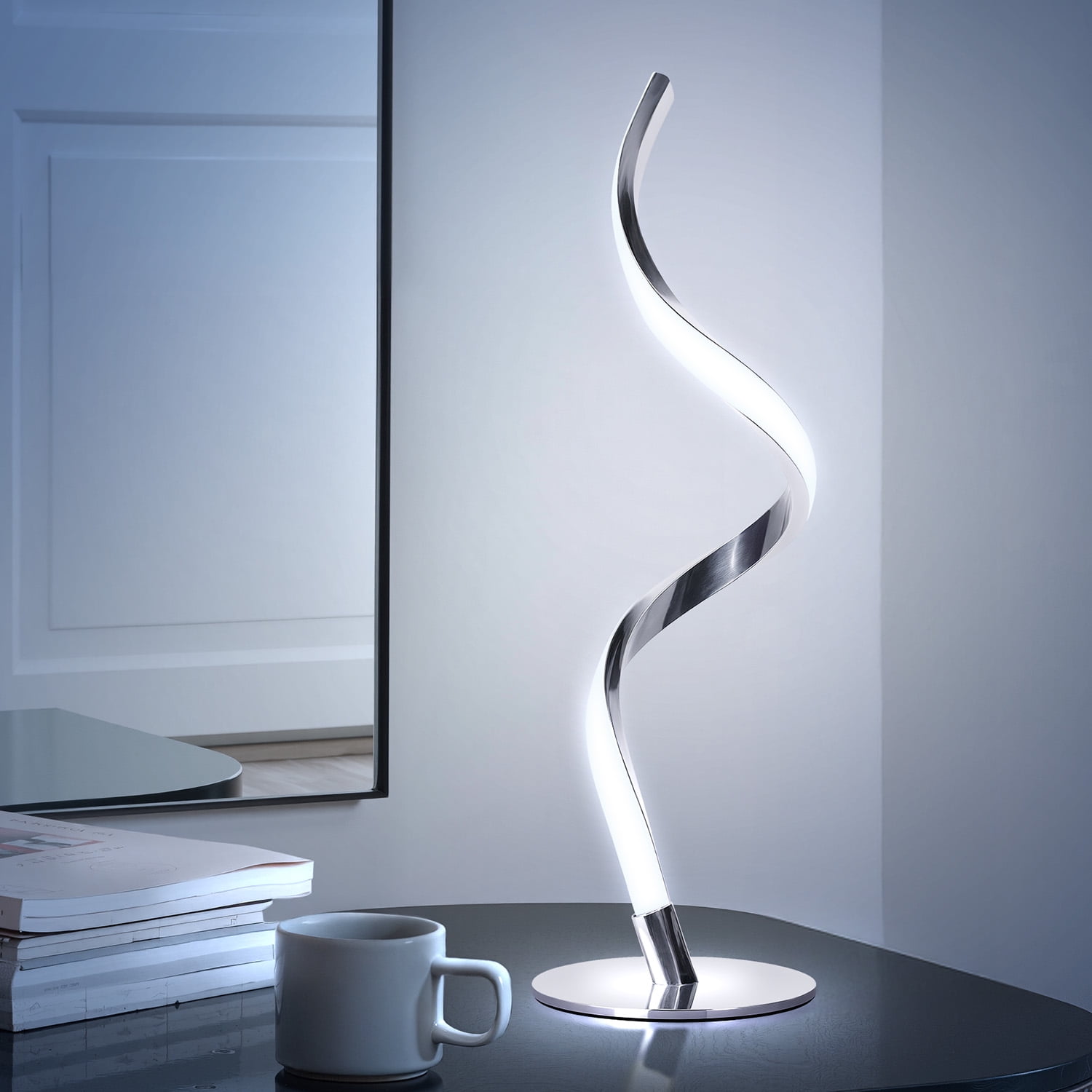 Modern Spiral Table Lamp -Touch Control Bedside Lamp, 3 Colors & Fully Stepless Dimmable Nightstand Lamps for Bedroom, Living Room & Office(3000K 4000K 5000K)