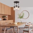 thumbnail image 4 of Ridgeyard Farmhouse Black 3-Lights Mason Jar Ceiling Pendant Light for Kitchen Island, Hallway, Dining Room - 1 Pack, 4 of 14