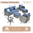 thumbnail image 2 of ODELIO 6‑Piece All‑Weather Wicker Patio Furniture Set, Outdoor Conversation Set with 360° Swivel Chairs, Ottomans & Side Table, Dark Gray Cushions for Backyard Porch Garden, 2 of 9