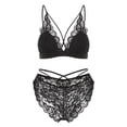 thumbnail image 1 of Gibobby Conjuntos de bragas de encaje Conjunto de lencería para mujer, con tirantes ajustables y recorte de cintura alta, con tirantes ajustables(Negro, M), 1 of 5