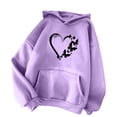 thumbnail image 5 of AOOCHASLIY Women's 2023 Sweatshirt Women's Comfortable Sweater Heart Pattern Printed Women's Hooded Pocket Drawstring Sweater, 5 of 5