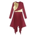 thumbnail image 5 of Yanarno Women's Asymmetrical Praise Dance Dress Long Sleeve Church Worship Performance Costume Burgundy XL, 5 of 7