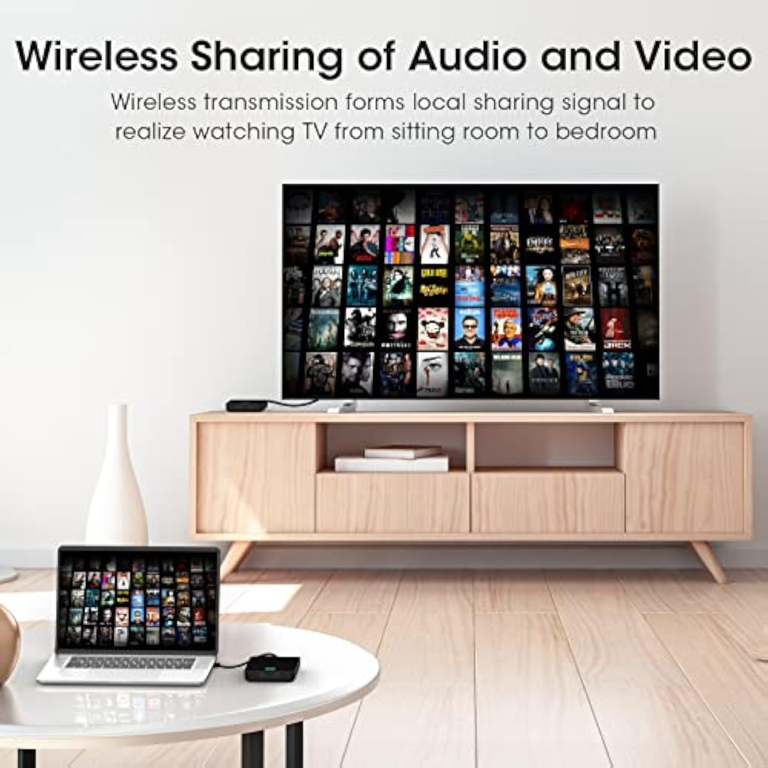 Wireless HDMI Transmitter and Receiver,98FT Wireless HDMI Extender Support 1080P@60 Hz, Support 2.4/5GHz for Streaming Video Audio from Laptop, Camera, Cable Box to HDTV Projector