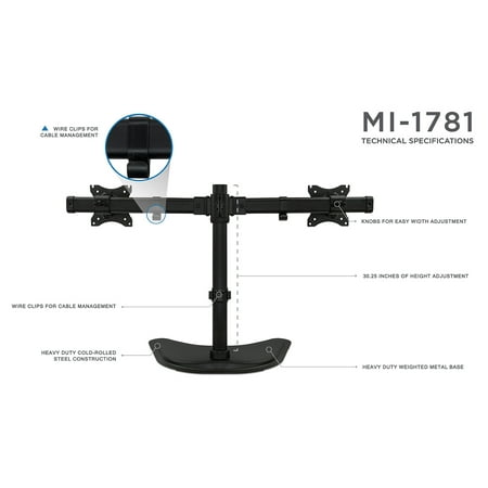 Mount-It! - Dual Monitor Desk Stand - Black