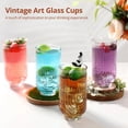 thumbnail image 3 of 4 Pcs Vintage Art Glassware, Trendy Ripple Glass Cups Set of 4, Fashionable Arch Design Highball Glasses, Classic Transparent Coffee Cups for Cocktail, Juice, Water, 3 of 6