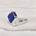 thumbnail image 4 of Natural Lapis Lazuli Ring, Rough Lapis Lazuli Ring, Afghani Lapis, V Crown Band Ring, 925 Sterling Silver, Womens Ring, Christmas, Thanksgiving, Handmade, Statement Jewelry, Rough Gemstone Jewelry, 4 of 5